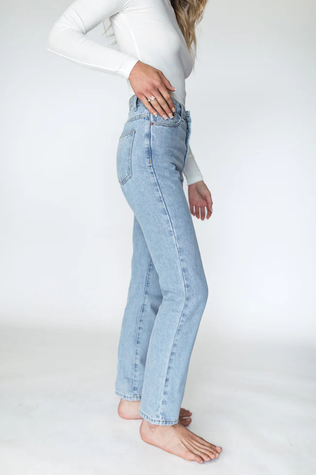 Megan Light Wash Straight Leg Mom Jeans