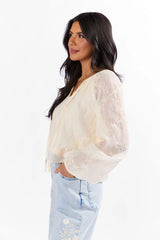 Face The Music Cream Embroidered Blouse