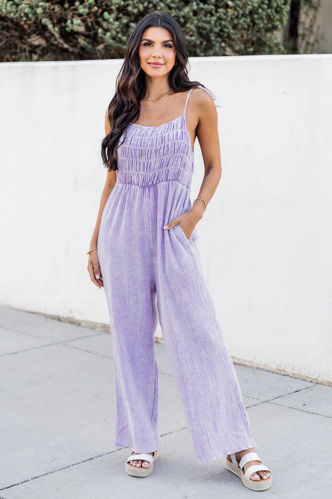 Jump For Joy Lavender Gauze Jumpsuit SALE