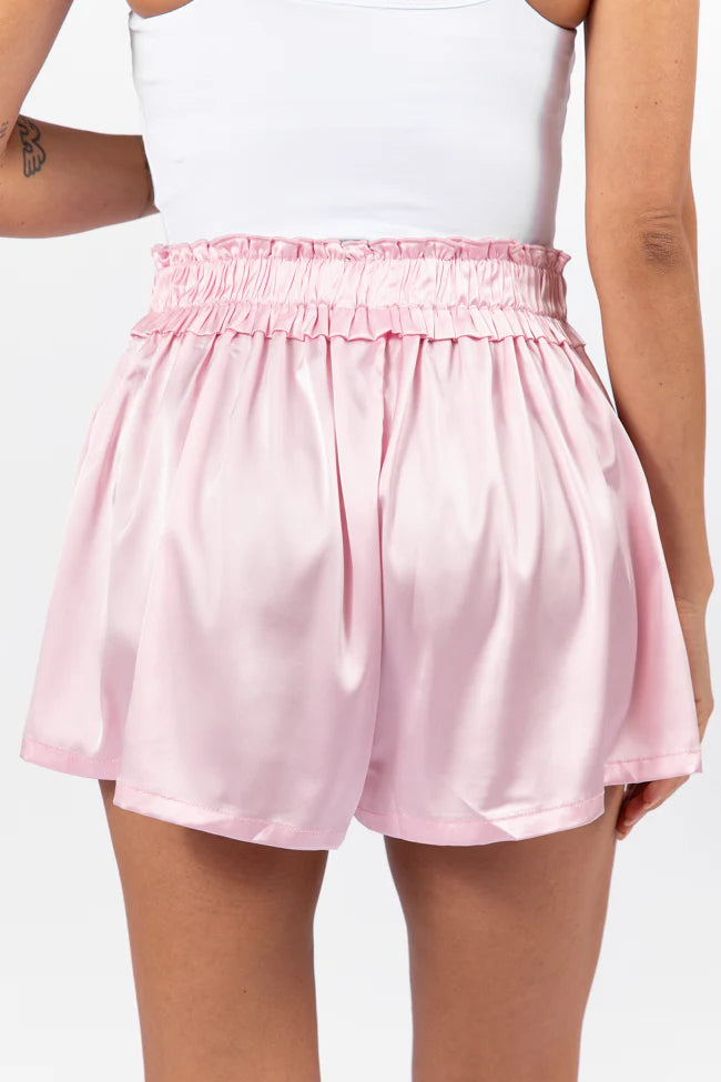 Early Riser Pale Pink Satin Pajama Shorts