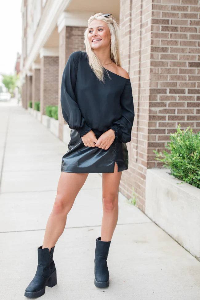 Casual Romance Black Off The Shoulder Top FINAL SALE