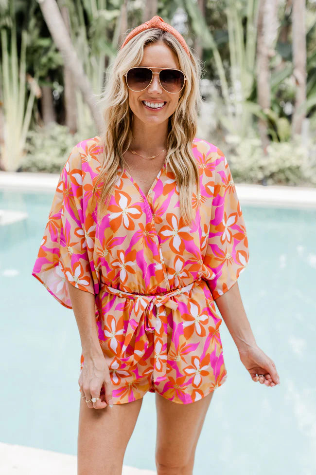 Feeling Bold Fuchsia Floral Romper FINAL SALE