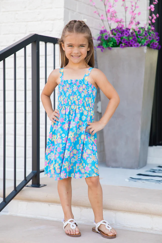 Kid's Sunny Skies Blue Floral Mini Dress SALE