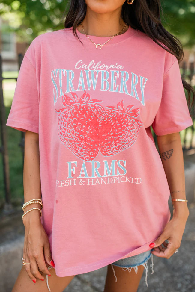 California Strawberry Farms Brick Oversized Graphic Tee