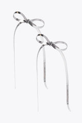 Snake Chain Silver Bow Earrings