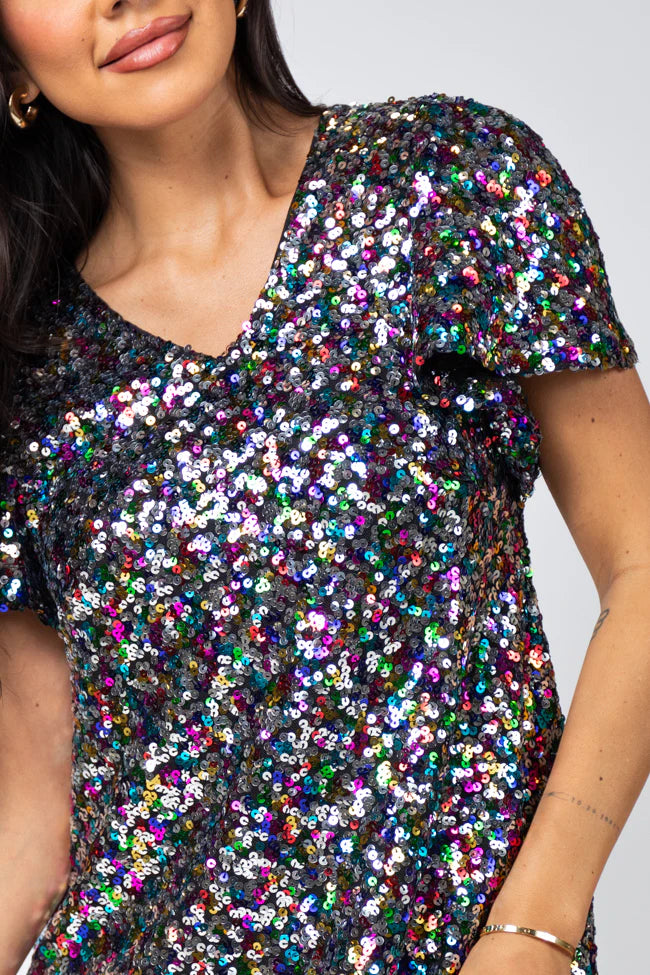 Celebrate Good Times Multi Sequin Mini Dress FINAL SALE