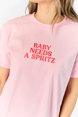 Baby Needs A Spritz Light Pink Oversized Graphic Tee