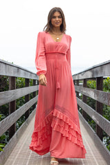 Lucky To Have You Coral Maxi Dress