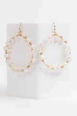 White Daisy Hoop Earrings