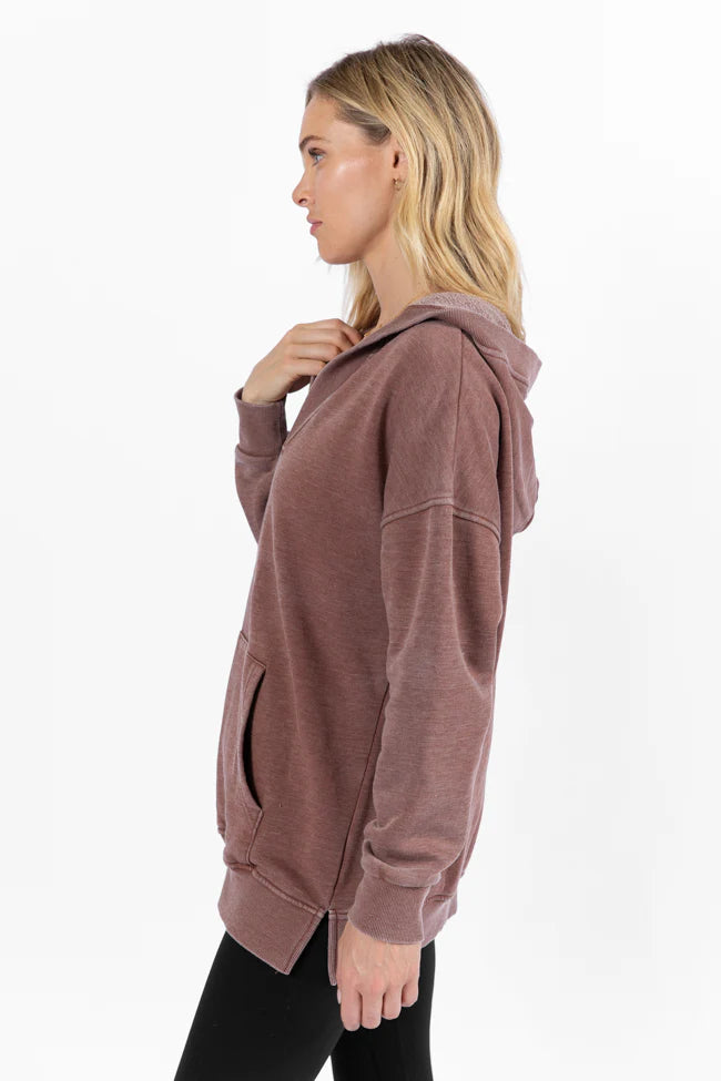 Ways To Go Brown Acid Wash Oversized Hoodie