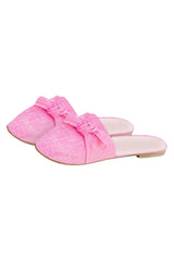 Audry Pink Tweed Bow Mule Flats FINAL SALE