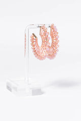 Pink Thread Wrapped Hoop Earrings