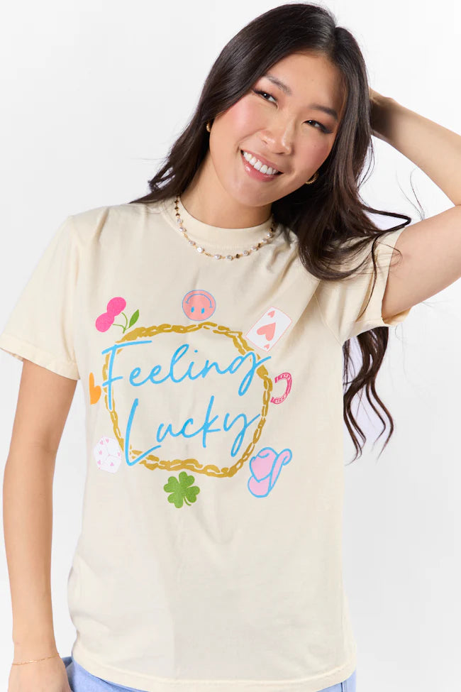 Feeling Lucky Ivory Comfort Color Graphic Tee