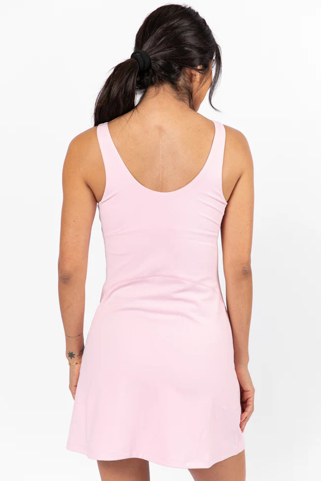 Active Vibe Light Pink V-Neck Active Dress