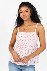 Sweet As Can Be Pink Cherry Gingham Print Tank