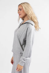 Let's Just Stay Heather Grey Quarter Zip Knit Pullover