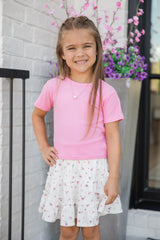 Kid's Everyday Essential Pink Ribbed Crew Neck Tee FINAL SALE