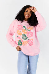 Busy Watering My Flowers Light Pink Oversized Graphic Sweatshirt