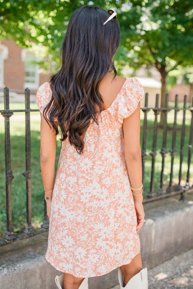 Blossoms Of Belief Apricot Floral Babydoll Dress SALE