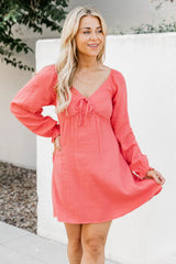 I Can't Lose You Bright Coral Gauze Mini Dress FINAL SALE