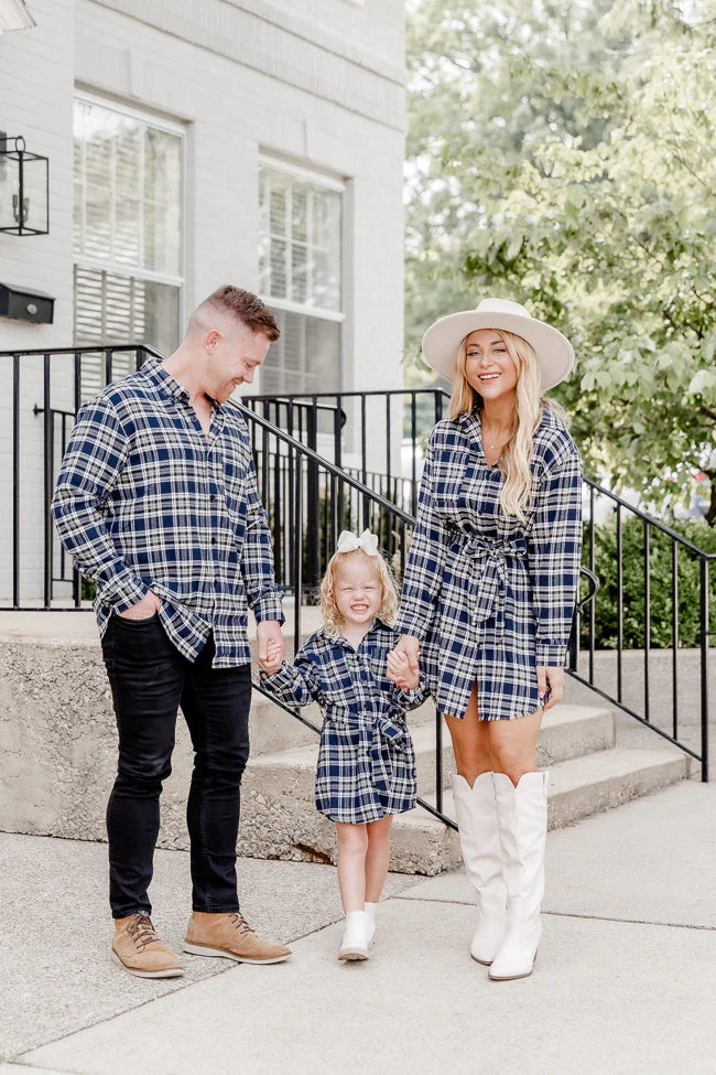 Make My Day Navy Plaid Shirt Dress FINAL SALE