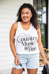 Country Music and Beer White Jersey Graphic Tank FINAL SALE