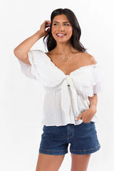 Ruffle It Up Ivory Textured Top