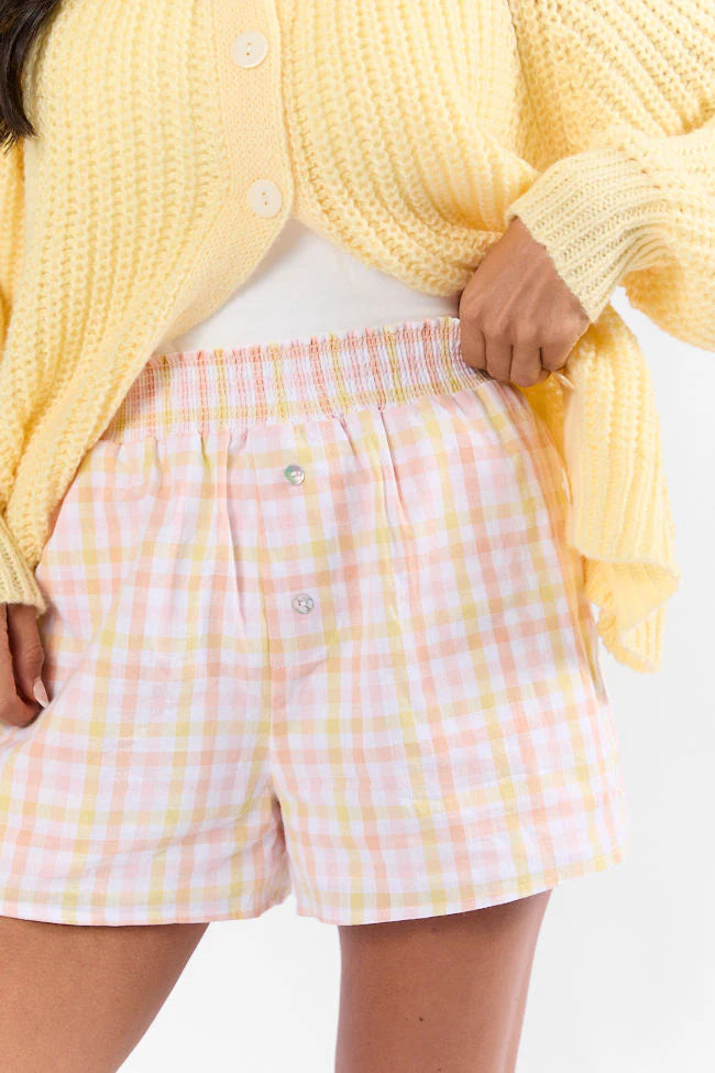 Keep It Brief Pink and Yellow Multi Gingham Boxer Shorts