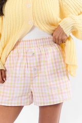 Keep It Brief Pink and Yellow Multi Gingham Boxer Shorts