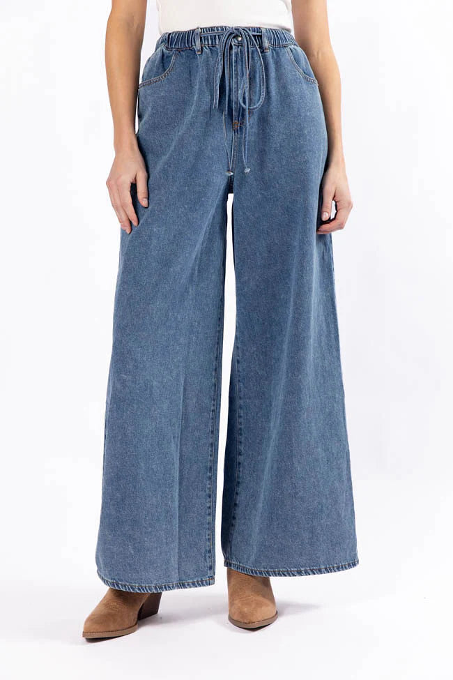 Callahan Drawstring Waist Loose Chambray Pants