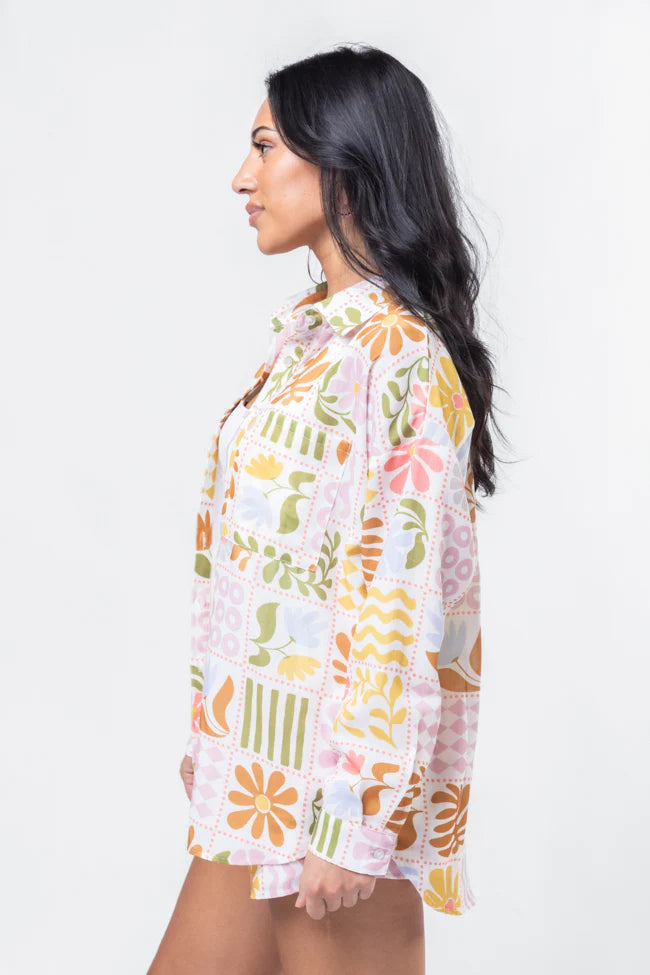 Windswept Wishes Multi Icon Print Top