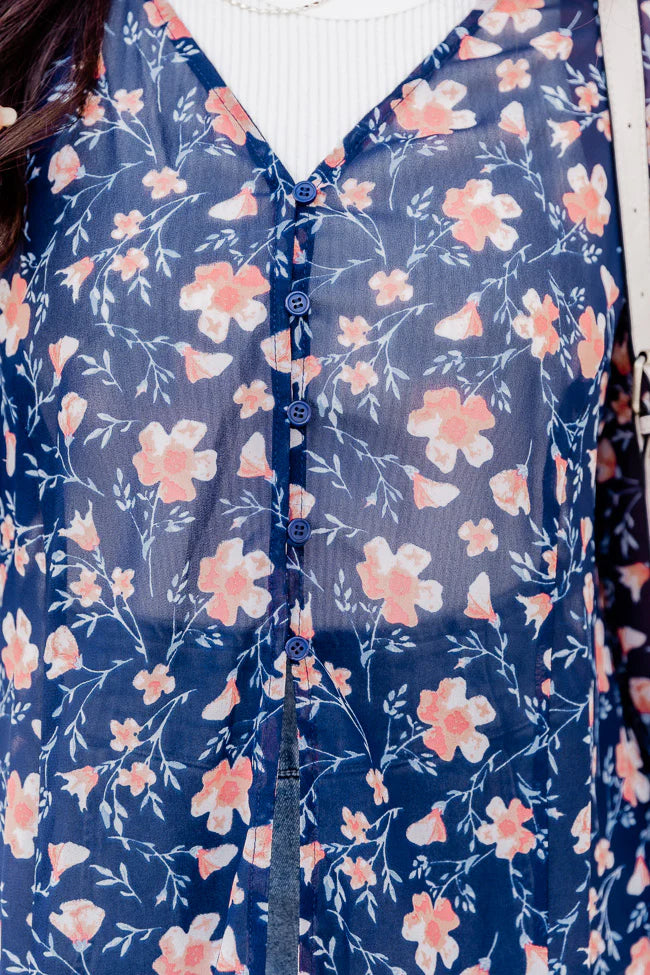 On My Own Time Navy Floral Kimono FINAL SALE