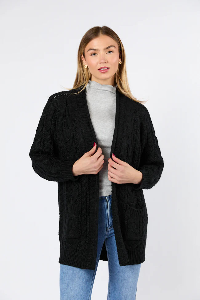 Sweet Nothings Black Chunky Cable Knit Cardigan