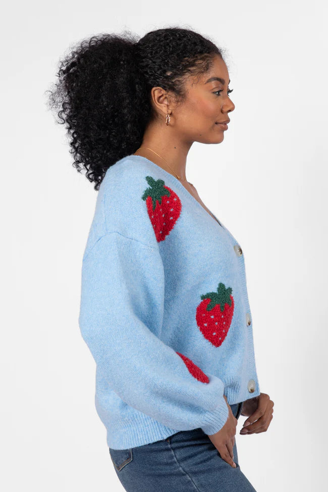 Berry Sweet Blue Strawberry Cardigan