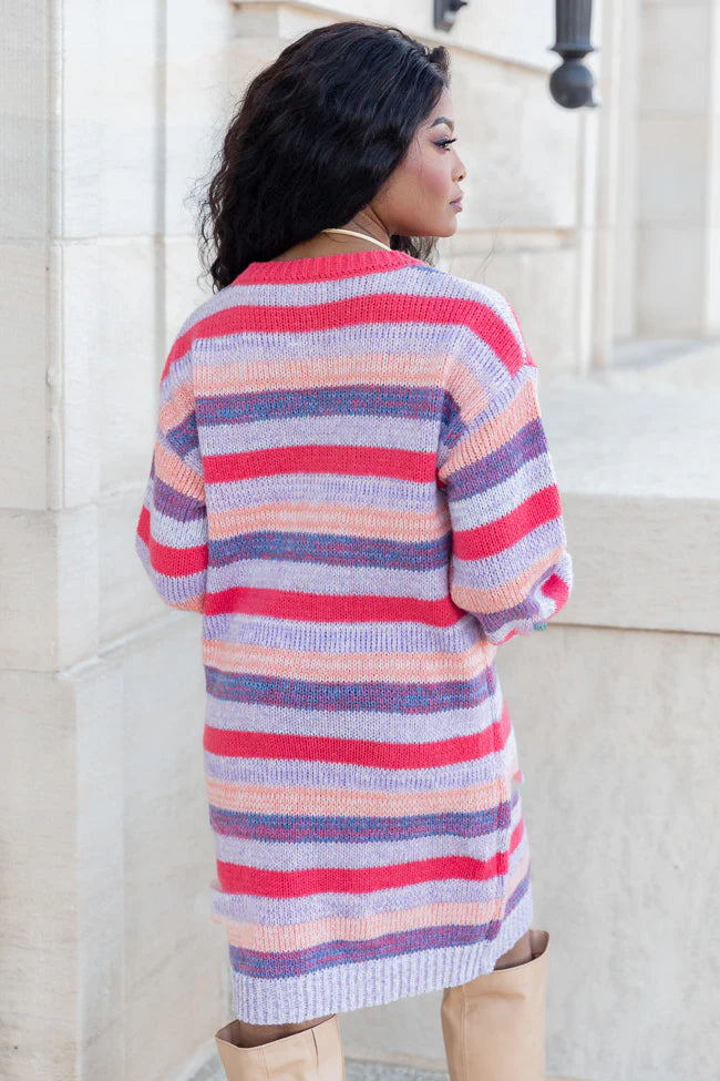 Wait Here Multi Color Striped Sweater Dress FINAL SALE