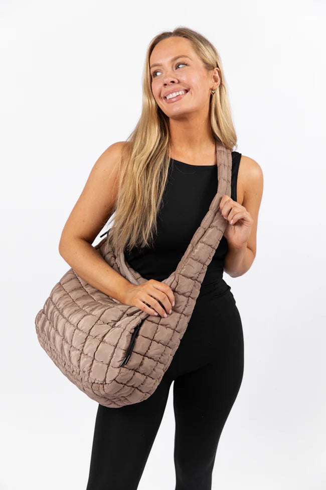 Tan Quilted Carry All Bag