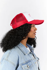 Cupid Must Be A Cowboy Red and White Trucker Hat FINAL SALE