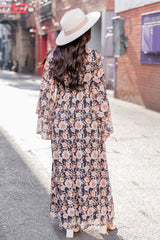 Always Coming Back Black Floral Bell Sleeve Maxi Dress FINAL SALE