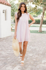 You Found My Heart Light Pink Round Neck Lace Romper Dress FINAL SALE