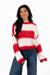 Don't Prove I'm Right Red And Pink Striped Sweater FINAL SALE