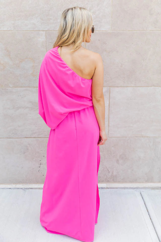 Found My Forever Pink One Shoulder Maxi Dress FINAL SALE