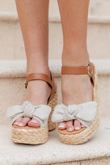 Kacey Linen Bow Woven Heels SALE