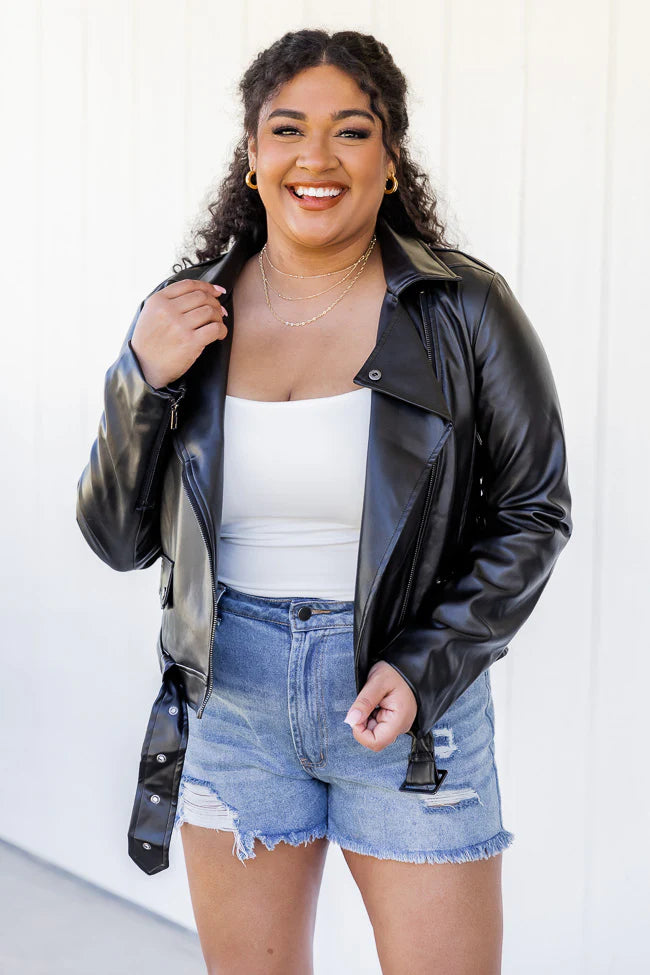 Meet Me There Black Faux Leather Moto Jacket FINAL SALE