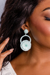 Turquoise Raffia Statement Earrings