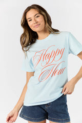 Happy Hour Chambray Comfort Color Graphic Tee