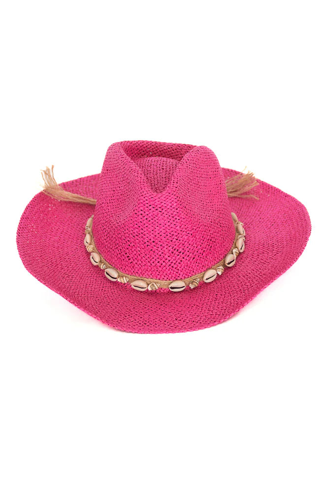 Beach Girl Fuchsia Shell Cowboy Hat SALE