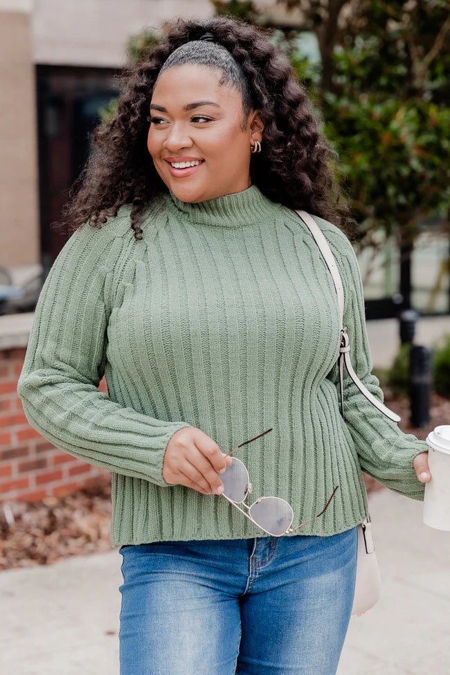 Letting You Go Olive Chenille Turtleneck Sweater FINAL SALE