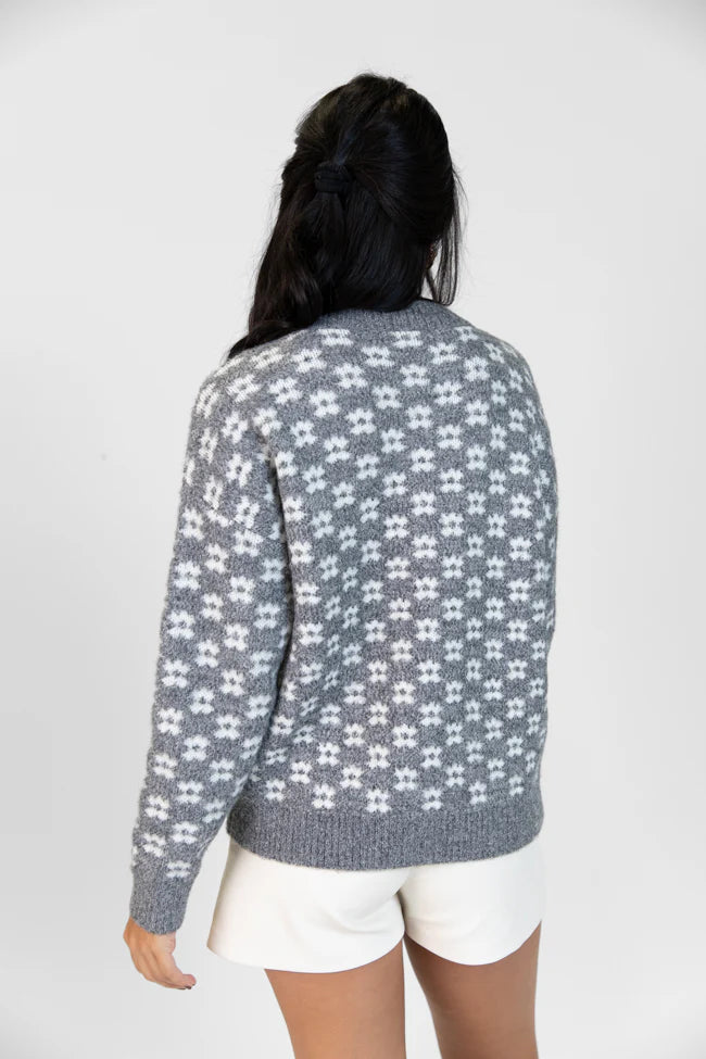 Gonna Go Far Grey Flower Print Sweater SALE