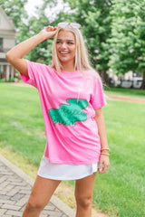 Queen of the Green Hot Pink Oversized Graphic Tee