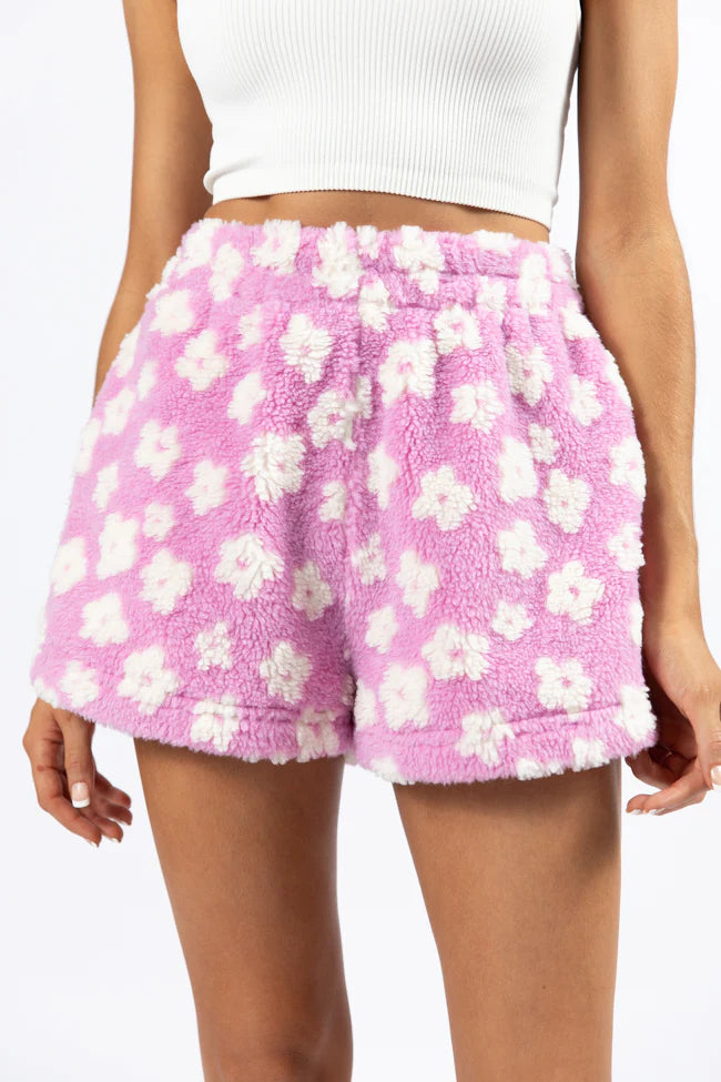 Front Runner Purple Floral Sherpa Pull On Shorts SALE